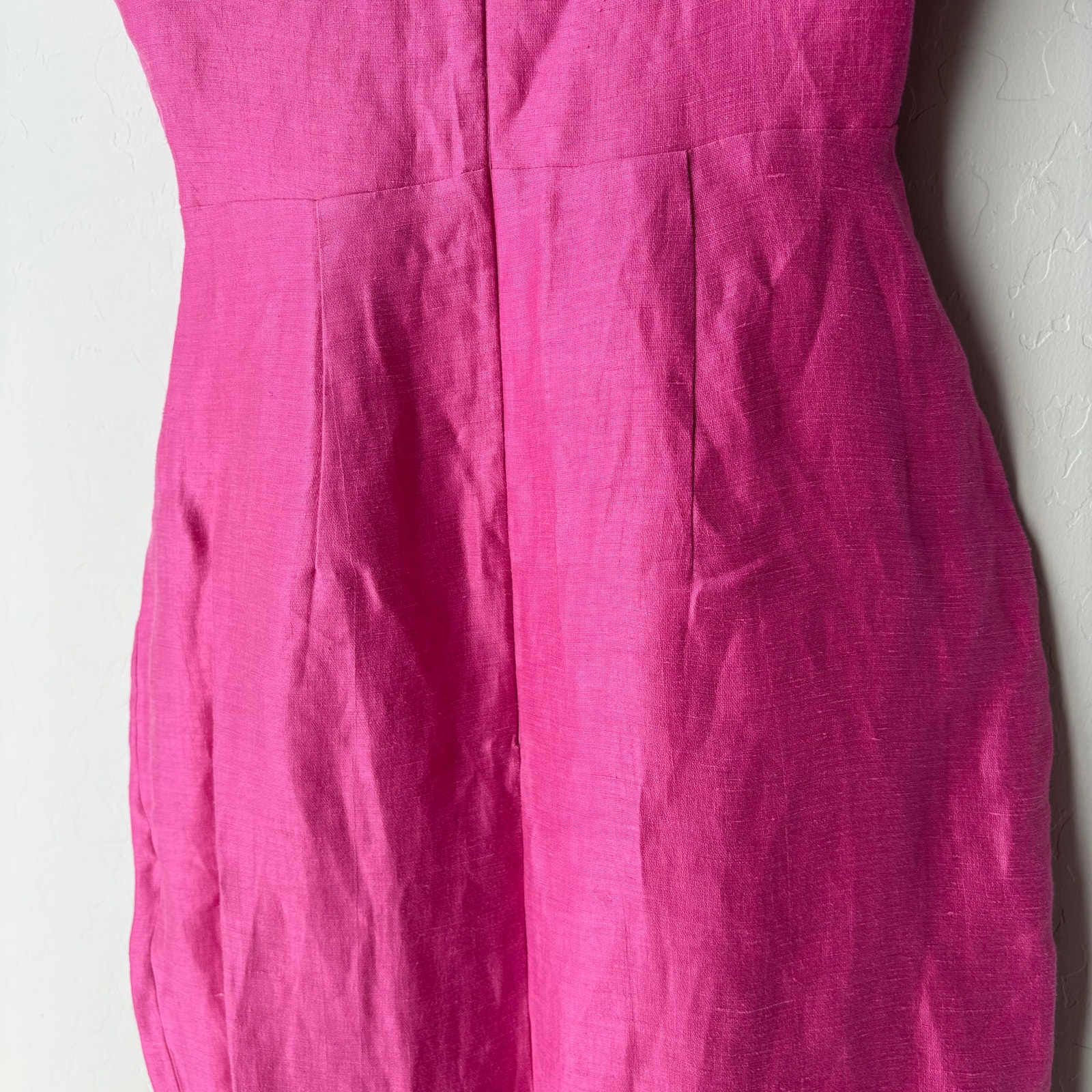 New Rasario Dress Pink Linen Crystal Buckle Midi Cocktail Shift Dress Size Us 4 — image 8 of 8